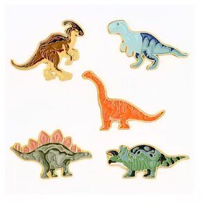 Dinosaur Enamel Pin Set - gold
